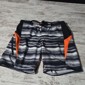 ZeroXposur Black and Orange Board Shorts Swimwear